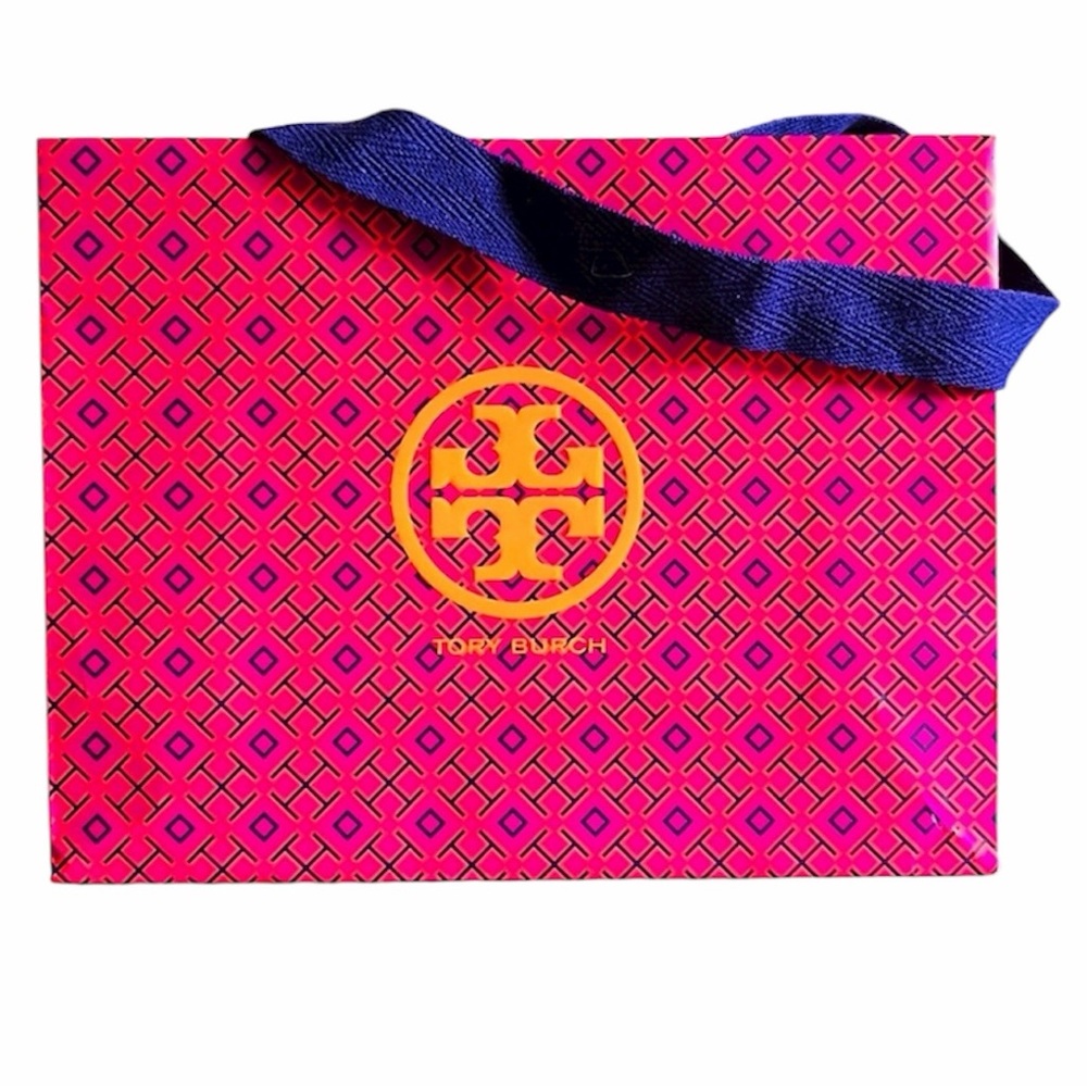 Tory Burch Fuchsia and Gold Patterned gift bag
